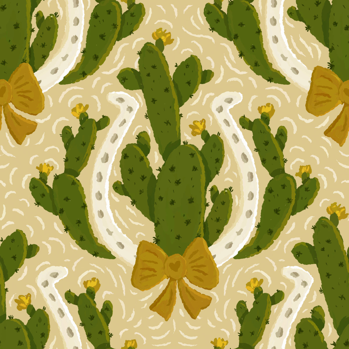 Western American - Horseshoe and Cactus Wallpaper⁠ in your room