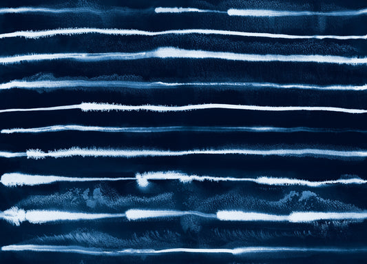 Electric Ink Stripes Scandinavian Navy Wallpaper⁠