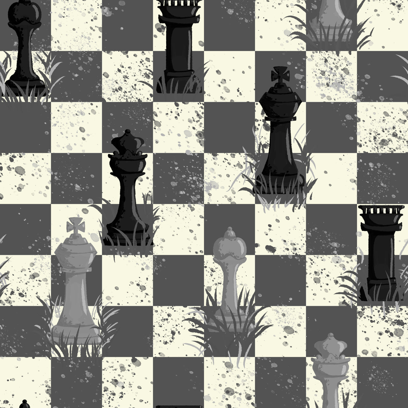 Outdoor Chess - Grayscale / Black and White Wallpaper⁠