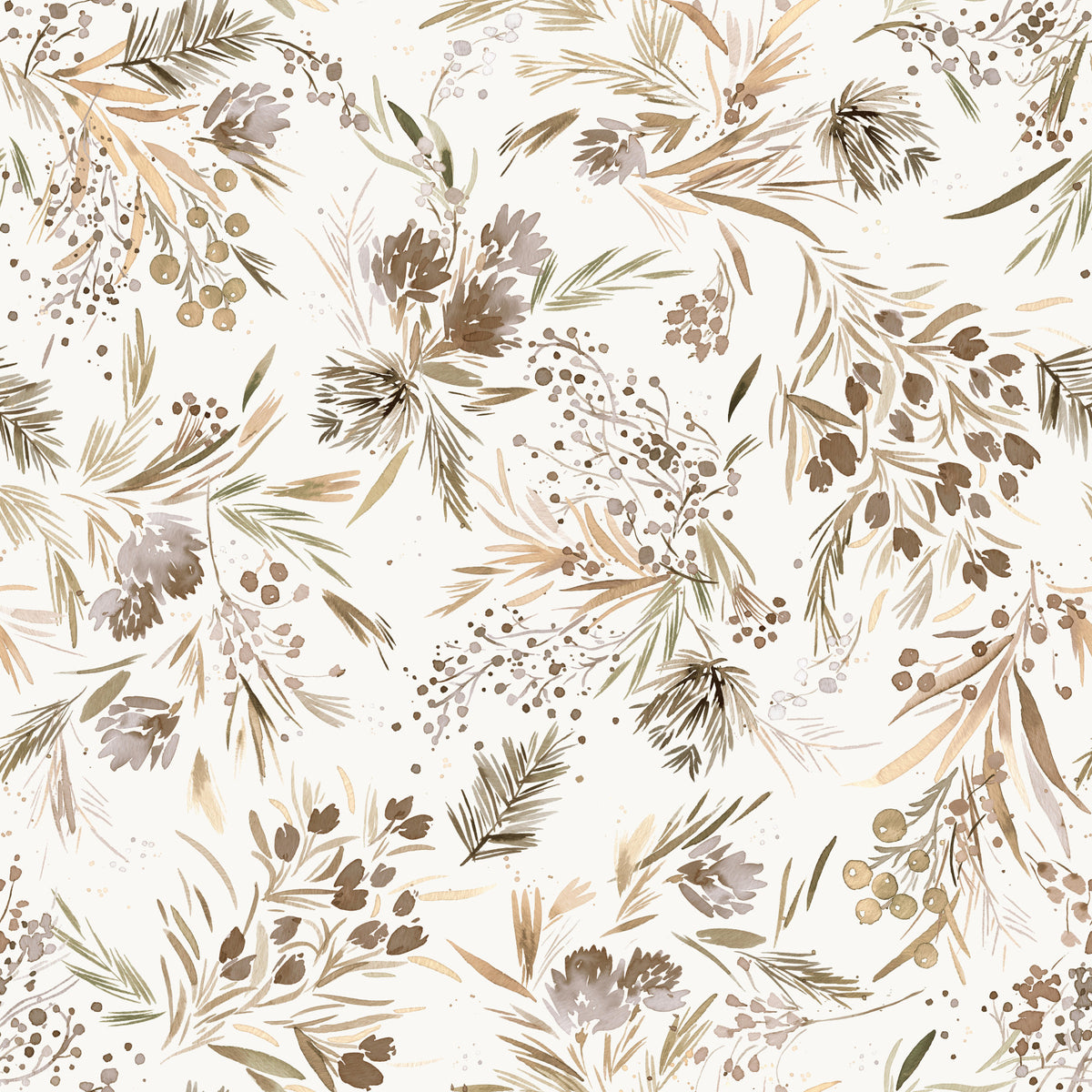 Festive Floral Minimal Plants Gold Wallpaper⁠