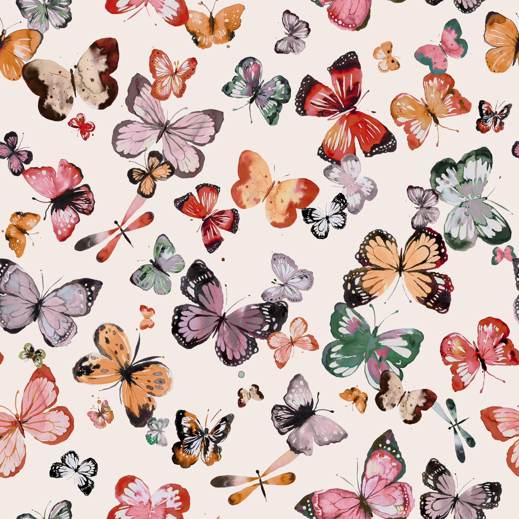 Flying Butterflies Colorful Countryside Wallpaper⁠