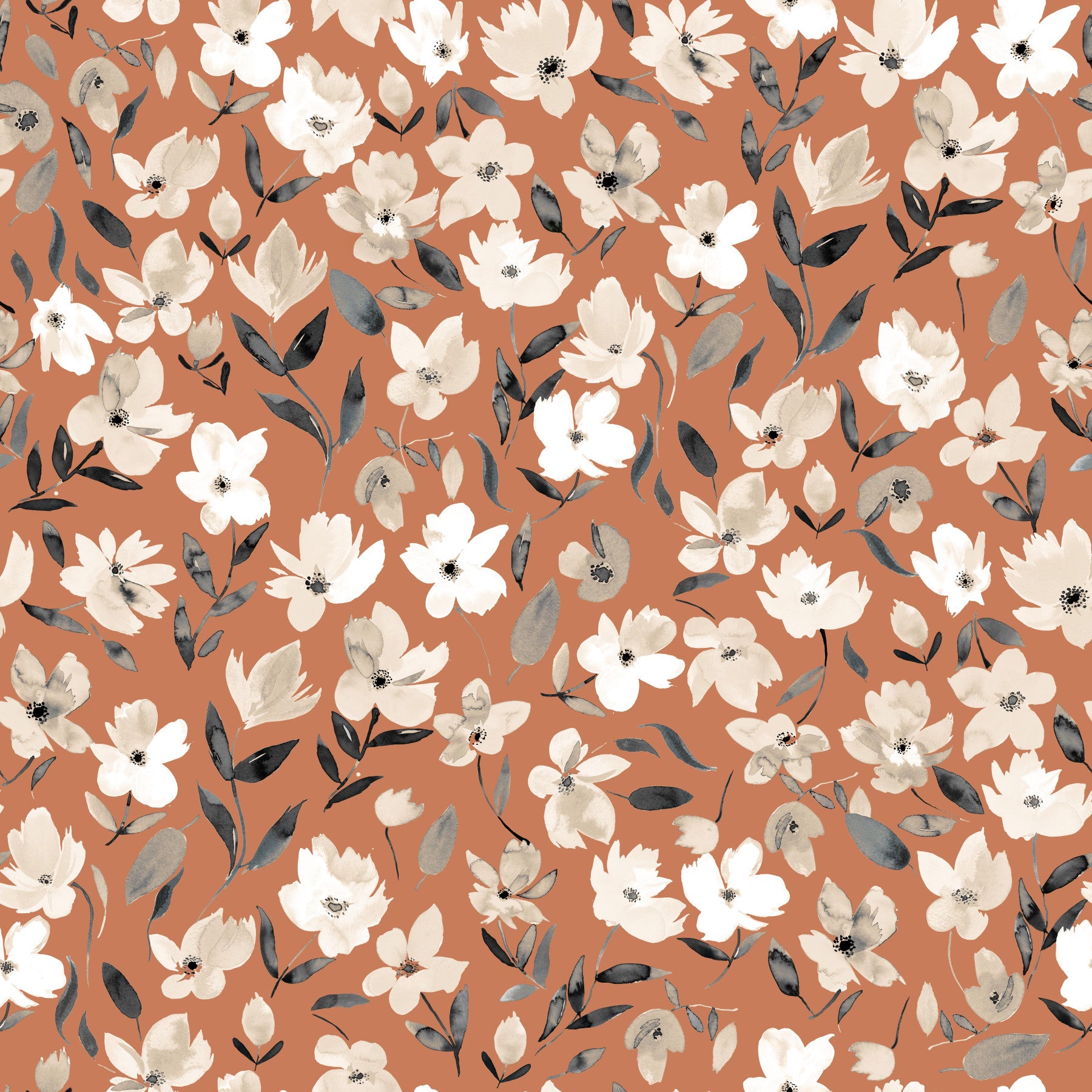Fresh Flowers Terracotta Rustic  Copper Wallpaper⁠ in your room — zoomed