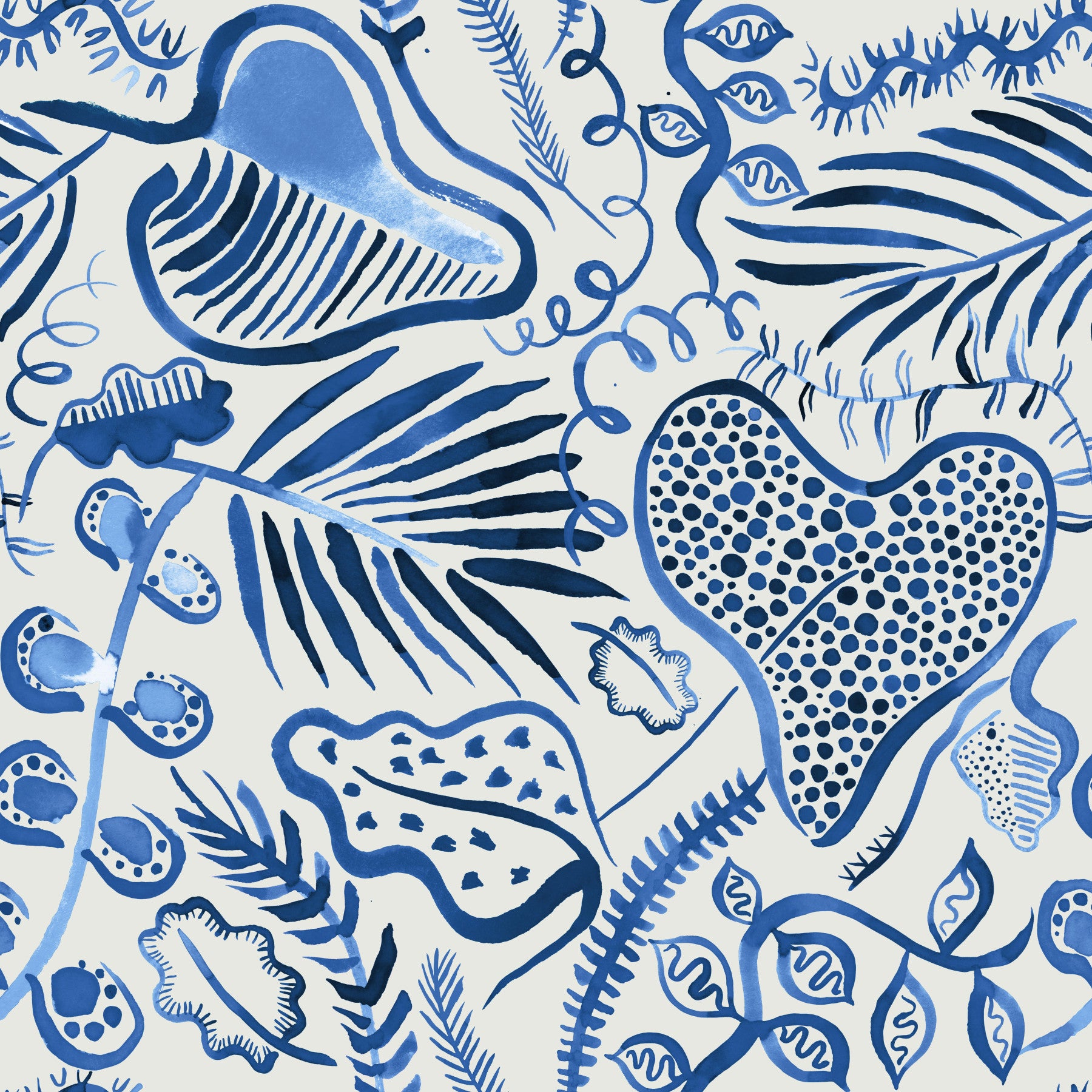 Jungle Tropical Forest Leaves Blue Wallpaper⁠