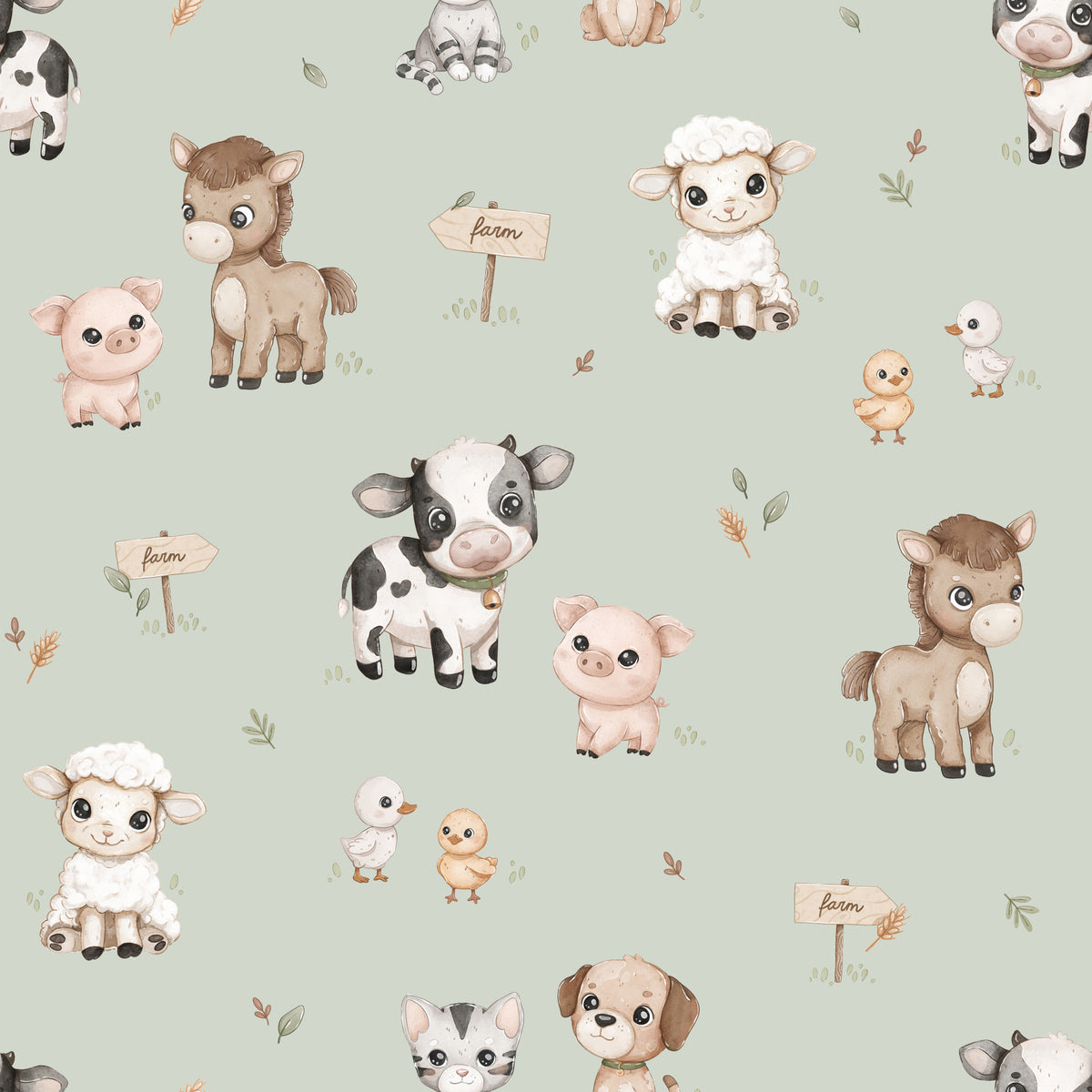 Happy Farmtime - mint Wallpaper⁠ in your room
