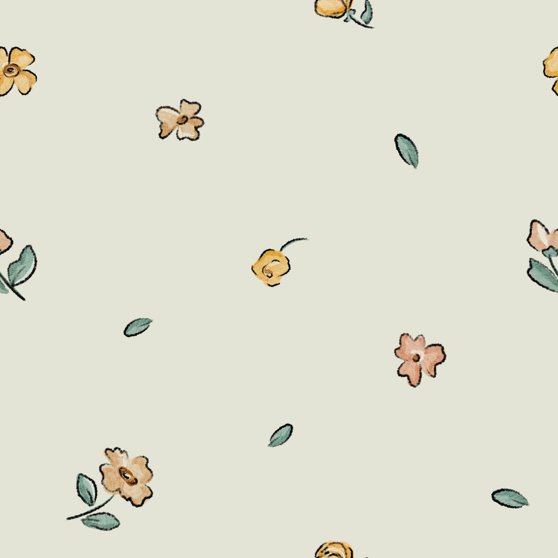Delicate  watercolor florals Wallpaper⁠ in your room — zoomed
