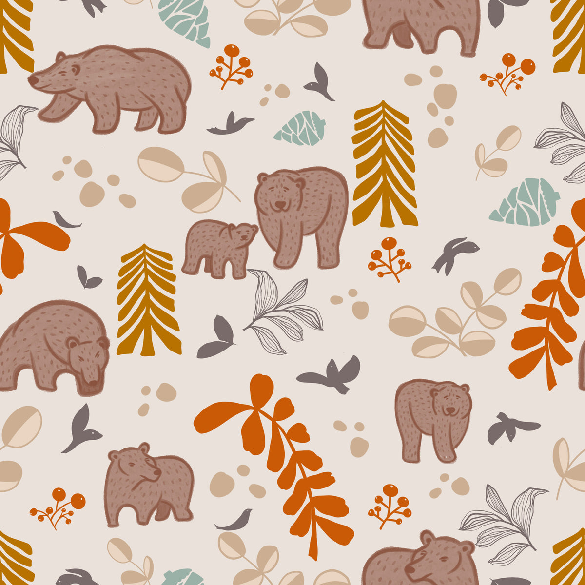 Woodland friends Wallpaper⁠ in your room — zoomed