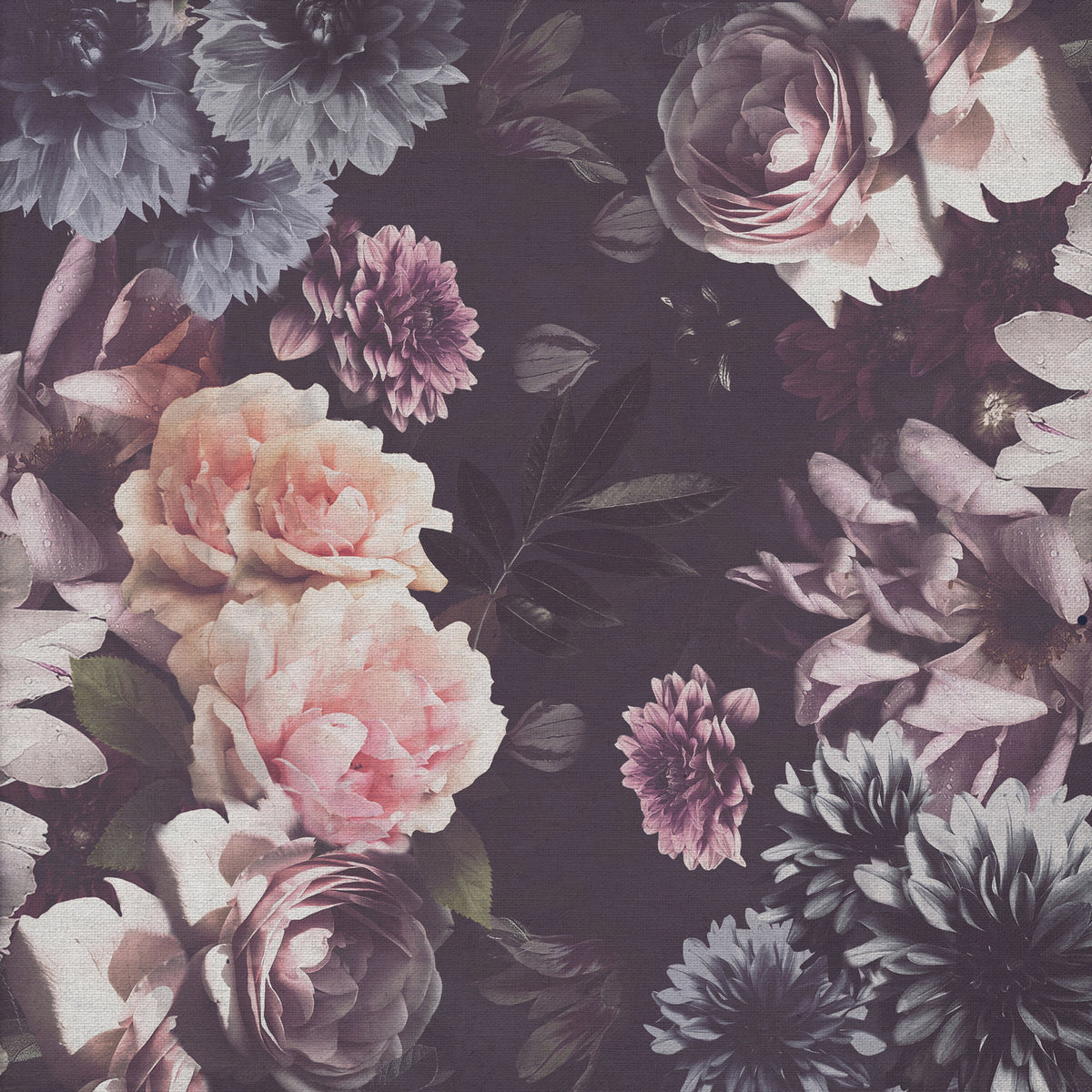 Retro Romantic Flowers Wall Mural in your room