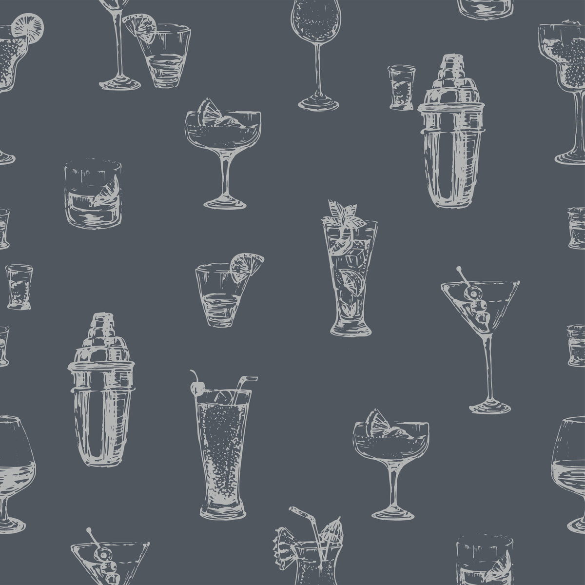 Cocktail sketches Wallpaper⁠ in your room — zoomed
