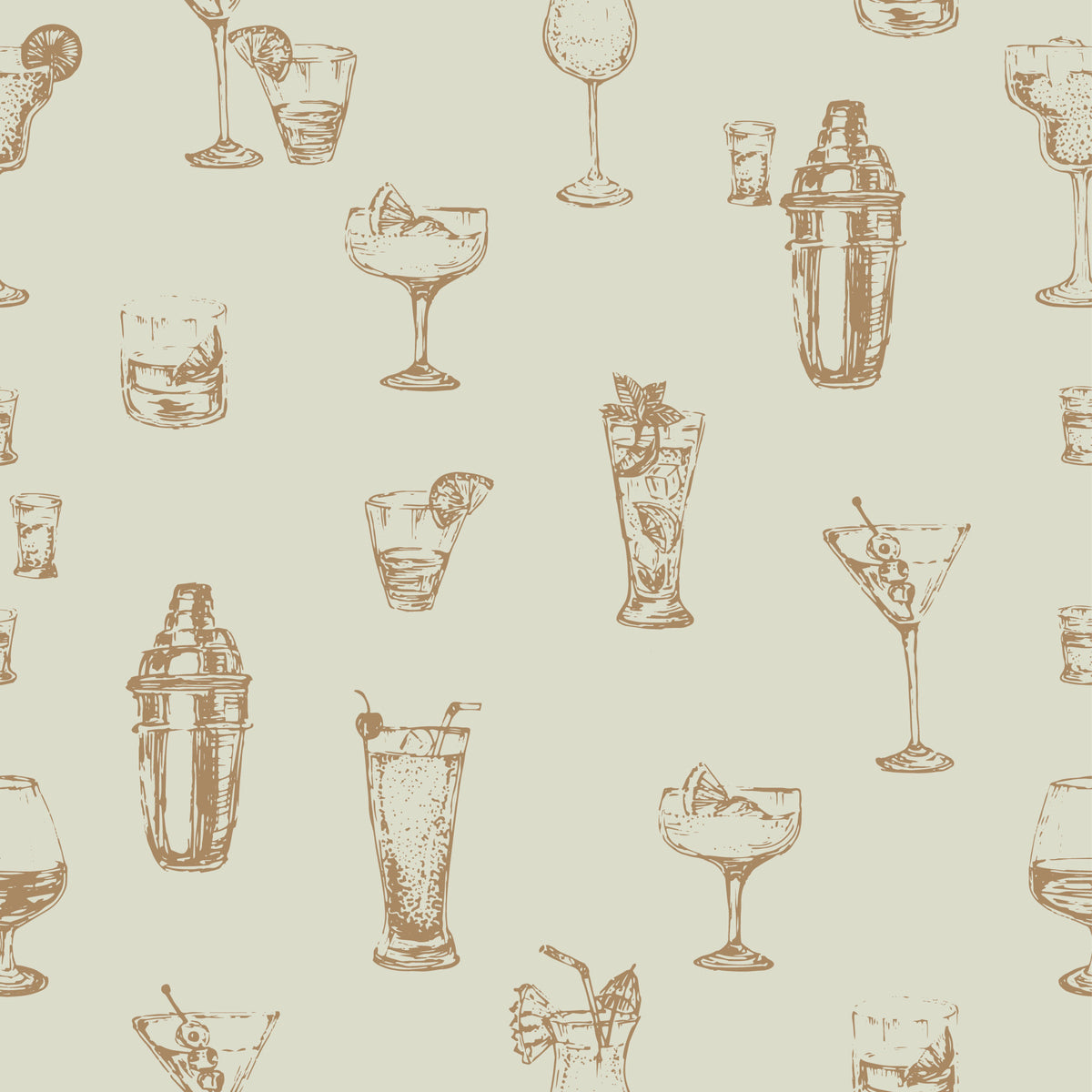 Vintage Cocktails Wallpaper⁠ in your room — zoomed