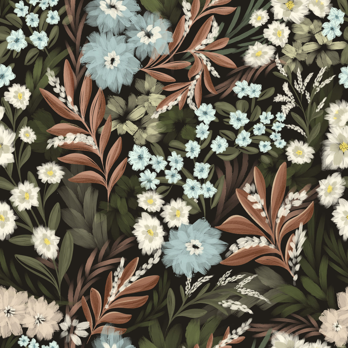 Midnight forest Bloom Wallpaper⁠