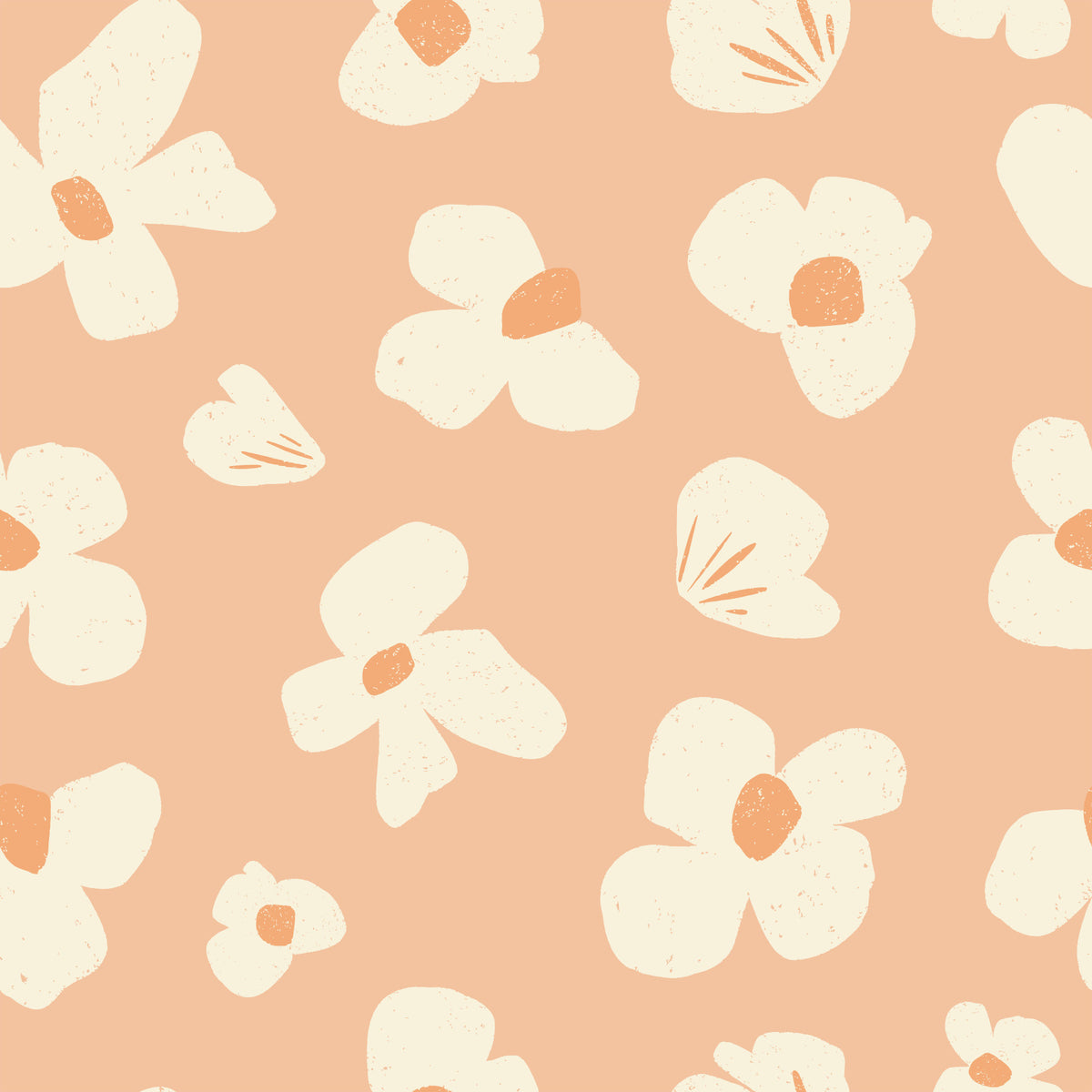 Peachy Abstract Florals Wallpaper⁠ in your room — zoomed