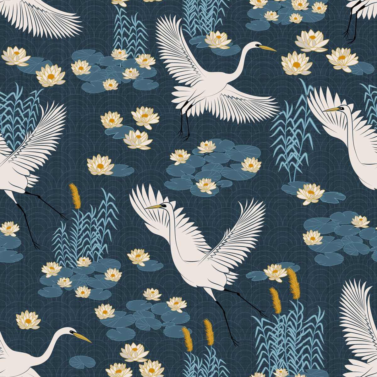 White Herons in the Lagoon -  Blue Wallpaper Wallpaper⁠ in your room