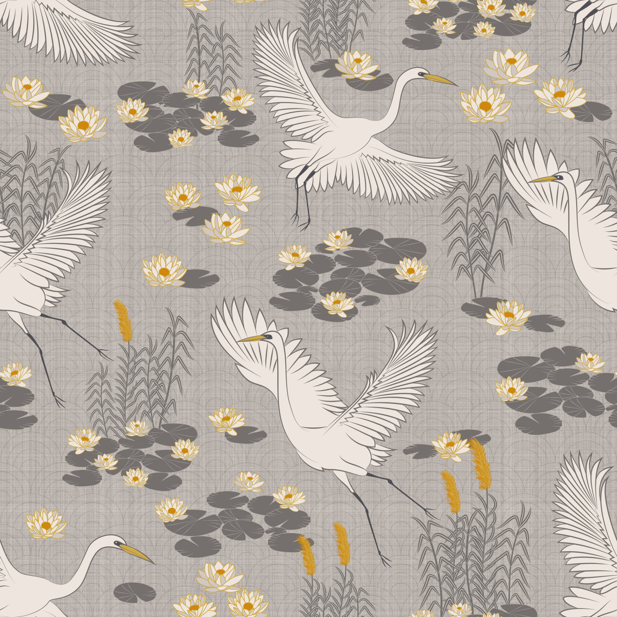 White Herons in the Lagoon -  Light Wallpaper⁠ in your room — zoomed
