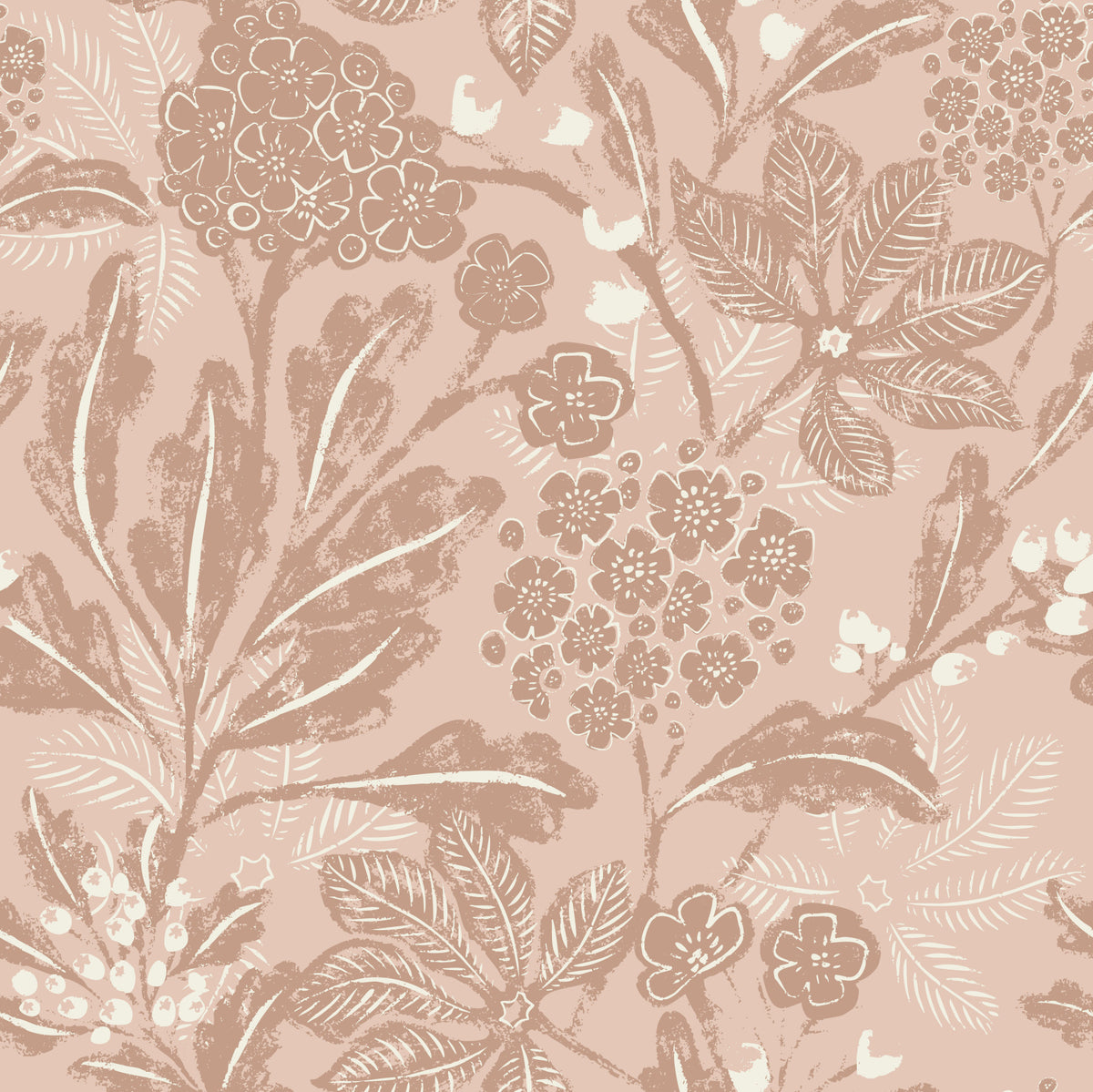 Textured Terracotta Blooms Wallpaper⁠