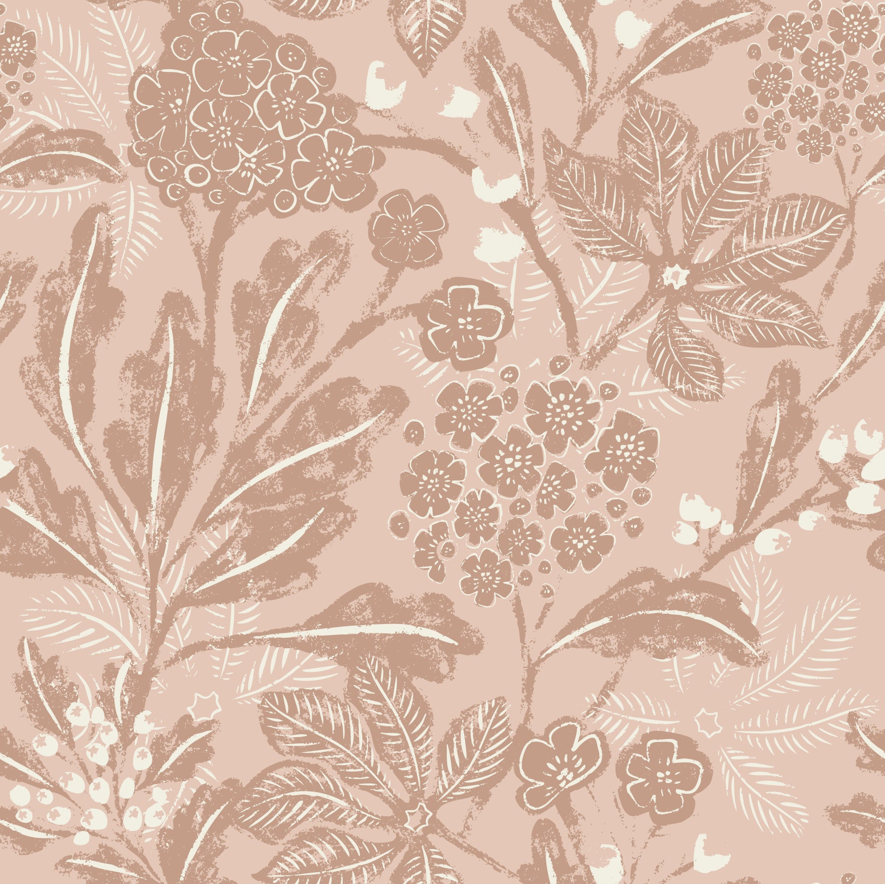 Textured Terracotta Blooms Wallpaper⁠ in your room — zoomed