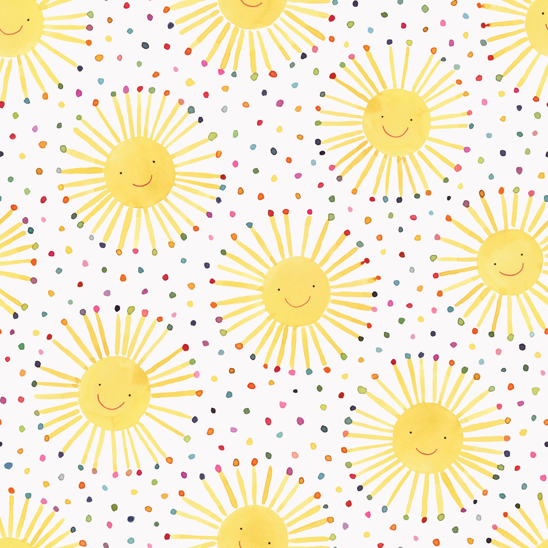 Cute Suns Smiley Scandinavian Nursery Wallpaper⁠