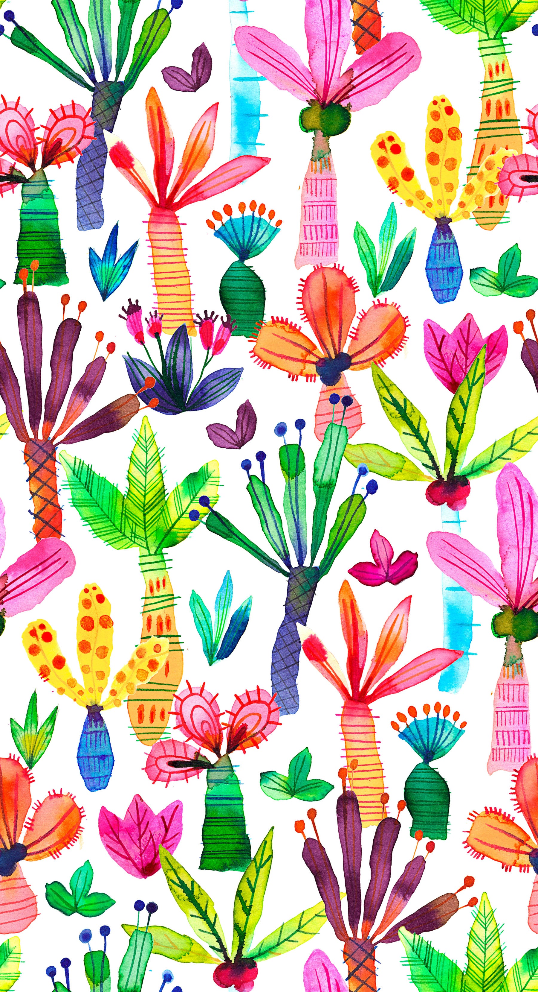 Palms Garden Colorful Kids Wallpaper⁠ in your room — zoomed