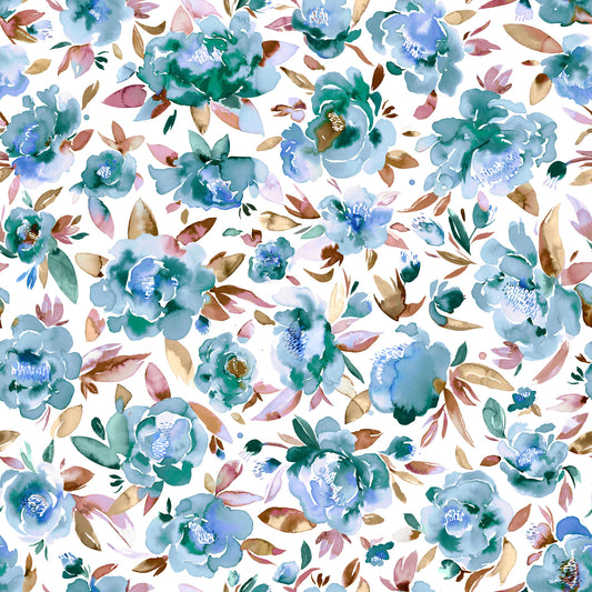 Peonies Calm Sky Blue Wallpaper⁠