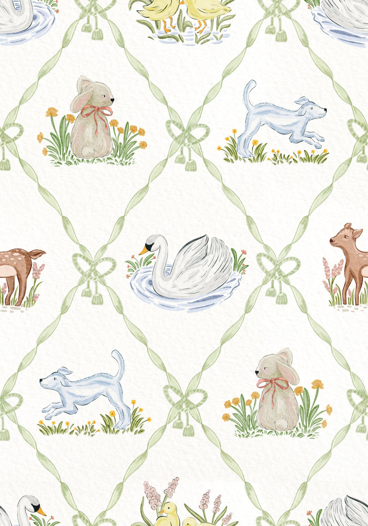 Ribbon & Bow Animal Paradise Wallpaper⁠
