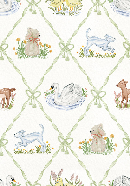 Ribbon & Bow Animal Paradise Wallpaper⁠