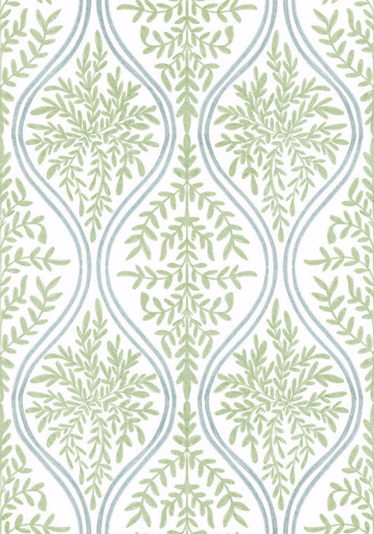 Green Leaf Damask Wallpaper⁠