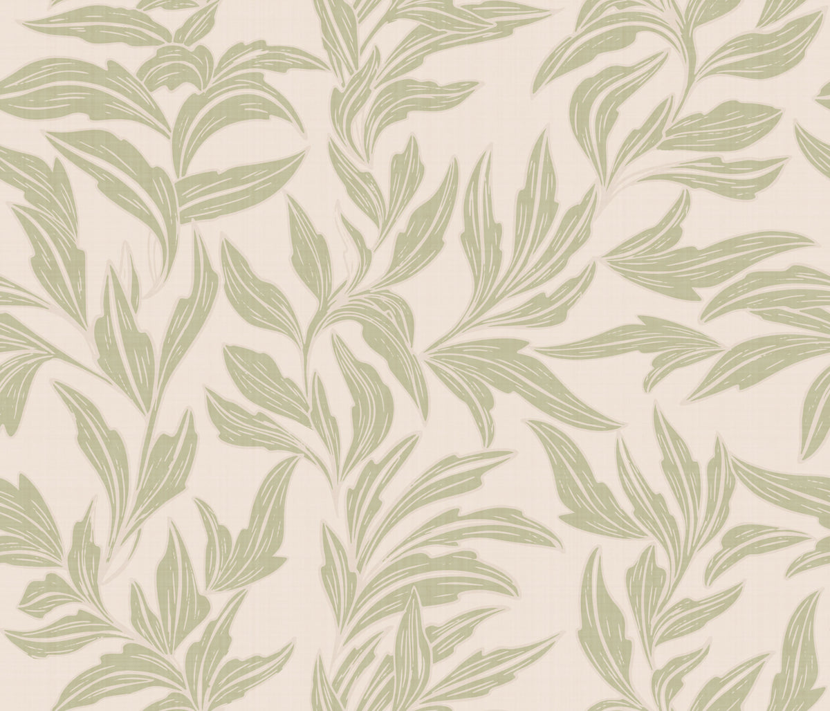 Serene Sage Leaves Wallpaper⁠ in your room — zoomed