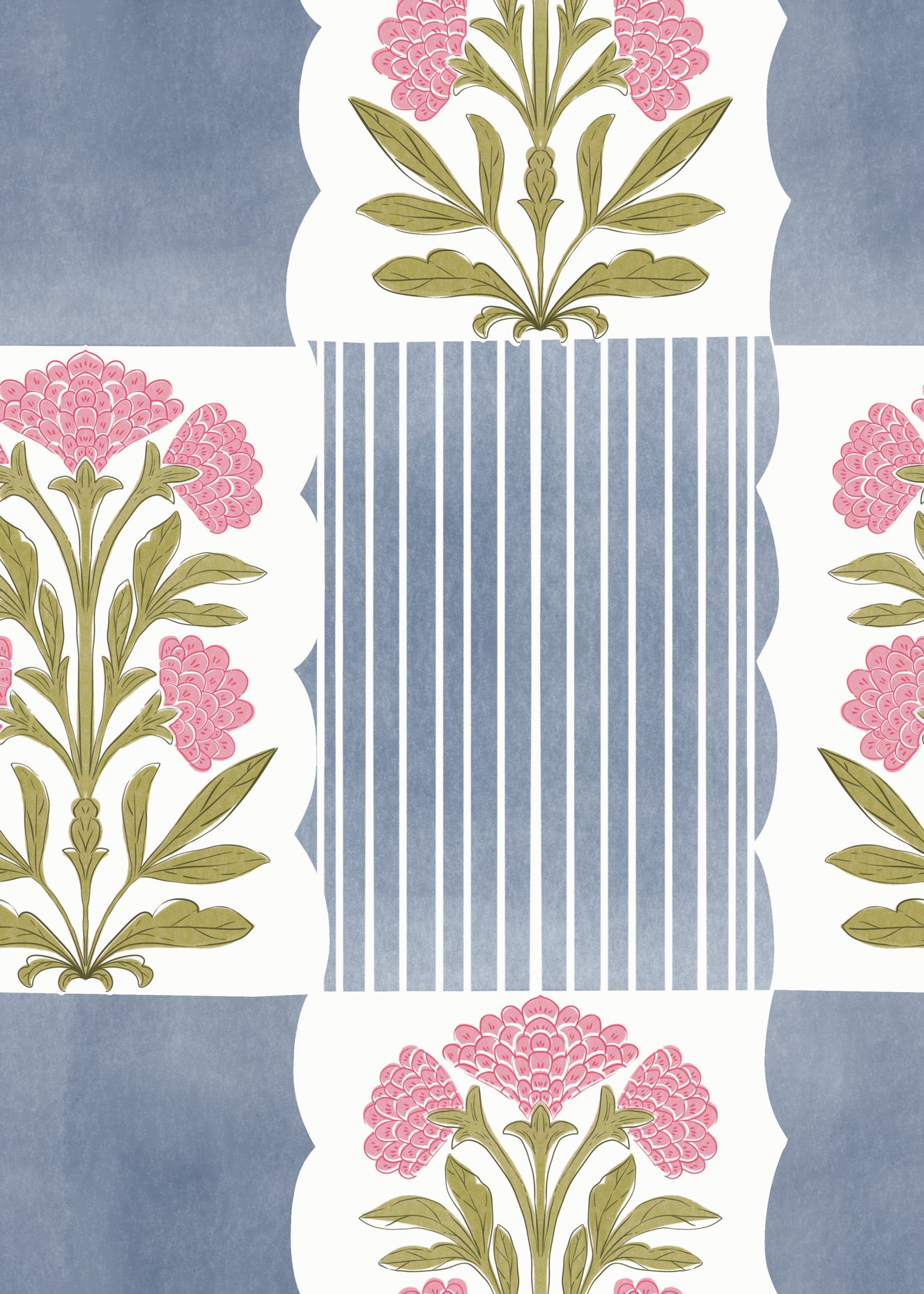 Blush & Blue Stripes Wallpaper⁠