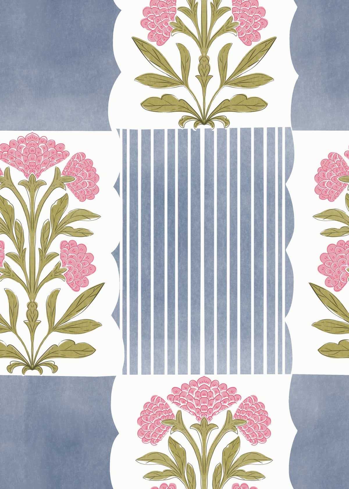 Blush & Blue Stripes Wallpaper⁠ in your room — zoomed