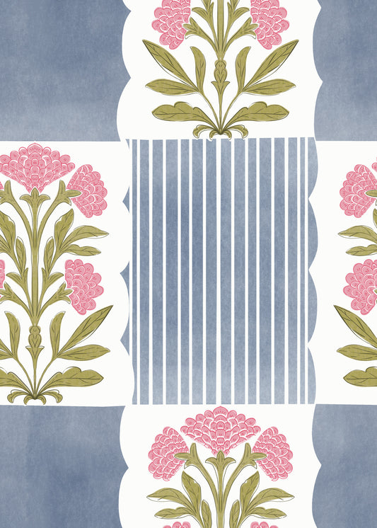 Blush & Blue Stripes Wallpaper⁠