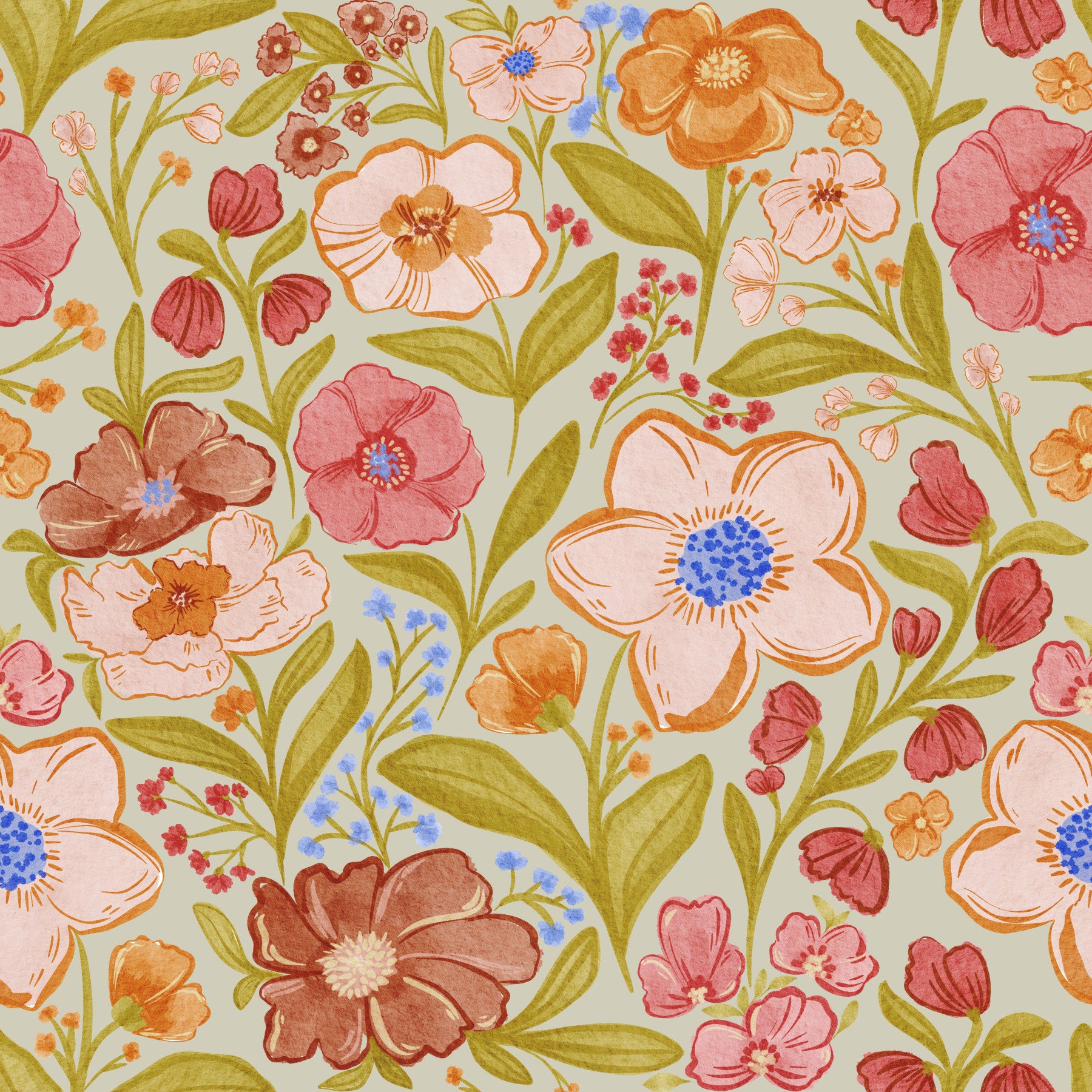 Watercolor Wildflower Meadow Wallpaper⁠