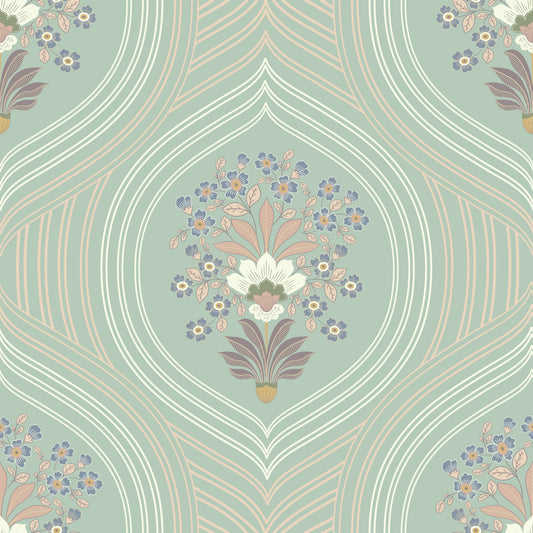 Curved Floral Lines Wallpaper⁠