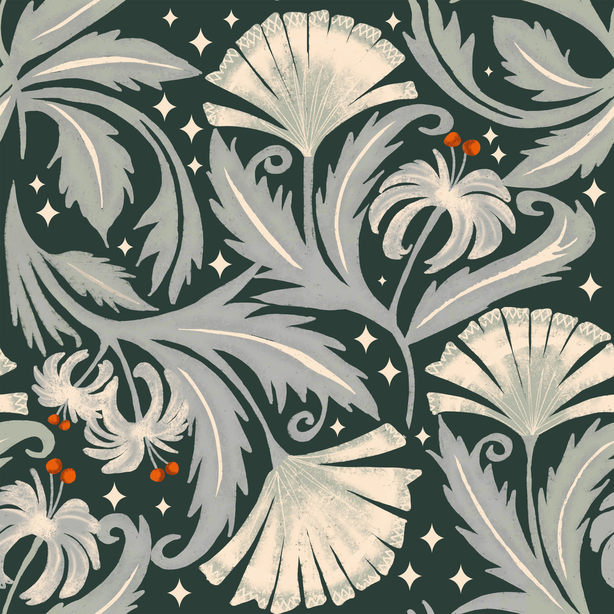 Vintage Botanica Forest Noir - Heritage Revival Floral  Wallpaper⁠ in your room