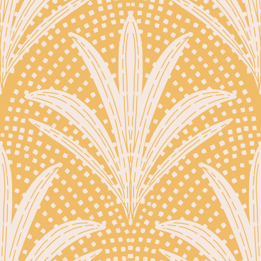 Boho Rustic Palm Radiance Golden Ochre Wallpaper⁠