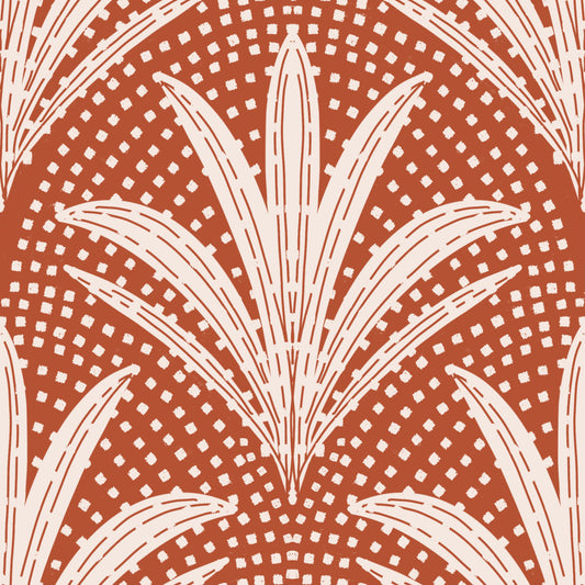Boho Rustic Palm Radiance Terracotta Wallpaper⁠