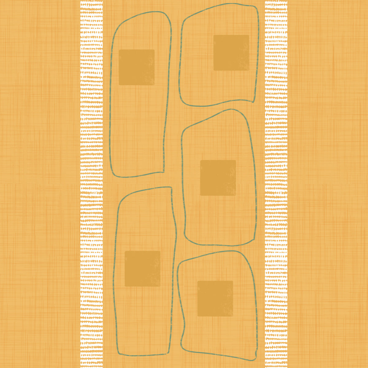 Japandi Frame Lines Golden Ochre  Wallpaper⁠