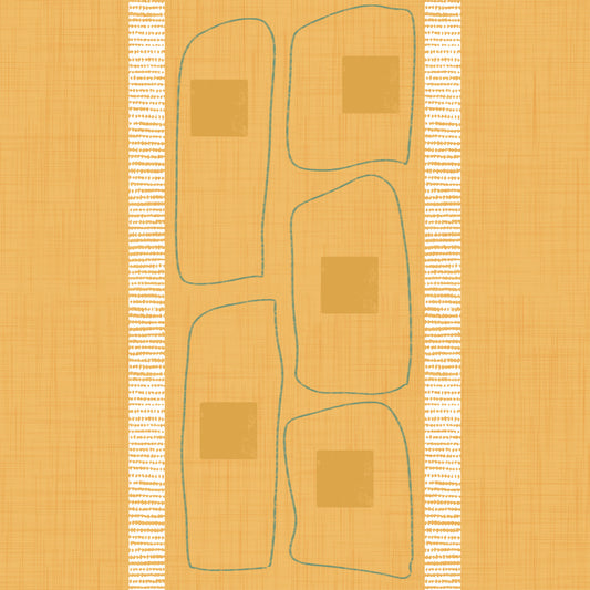 Japandi Frame Lines Golden Ochre  Wallpaper⁠