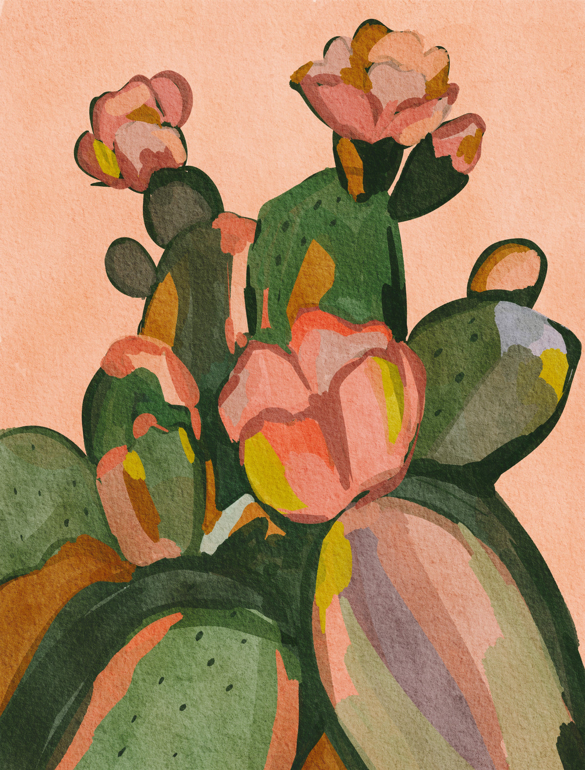Cactus Blossom Abstract Wall Mural in your room — zoomed