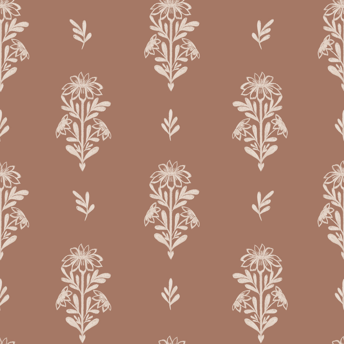 Subtle Terracotta Floral Wallpaper⁠ in your room — zoomed