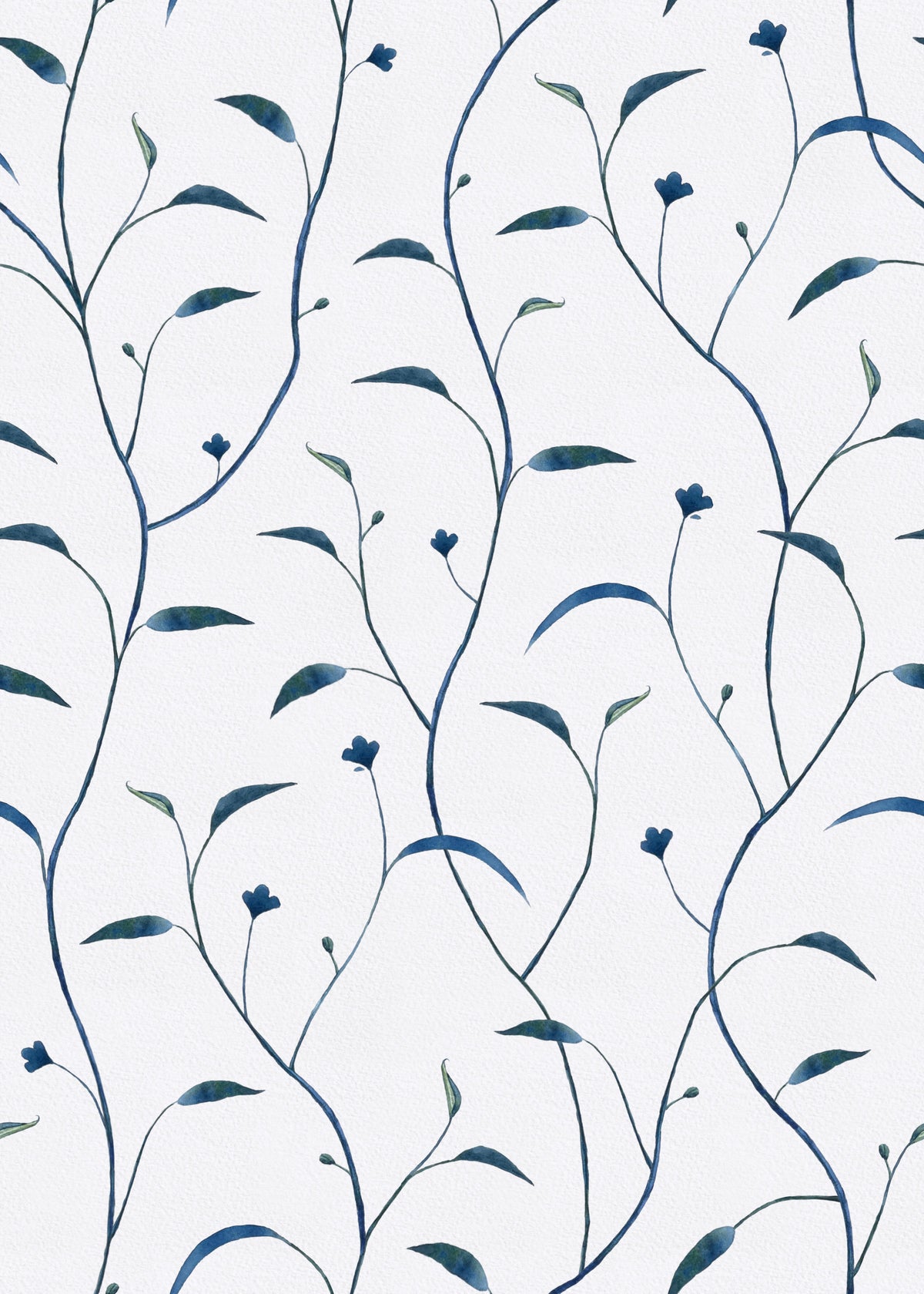 Sprout & Vine - Indigo + Green Wallpaper⁠