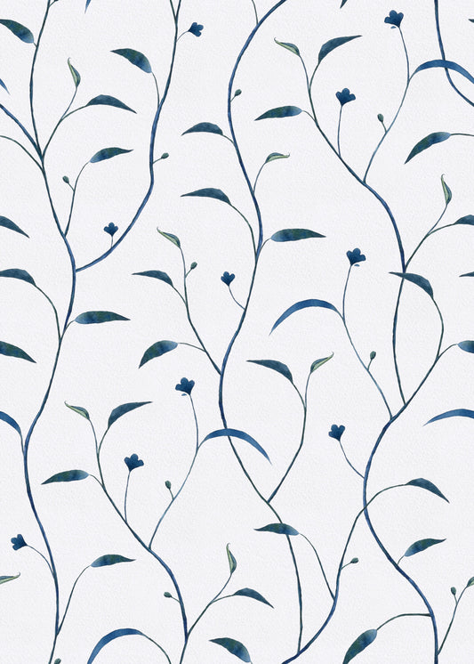 Sprout & Vine - Indigo + Green Wallpaper⁠