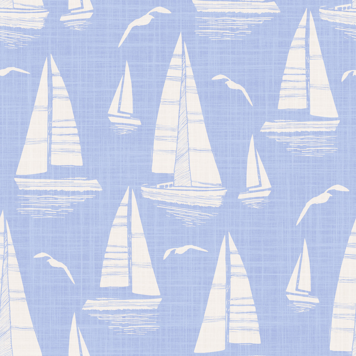 Seaside Regatta With Seagulls Sky Blue Wallpaper⁠ in your room