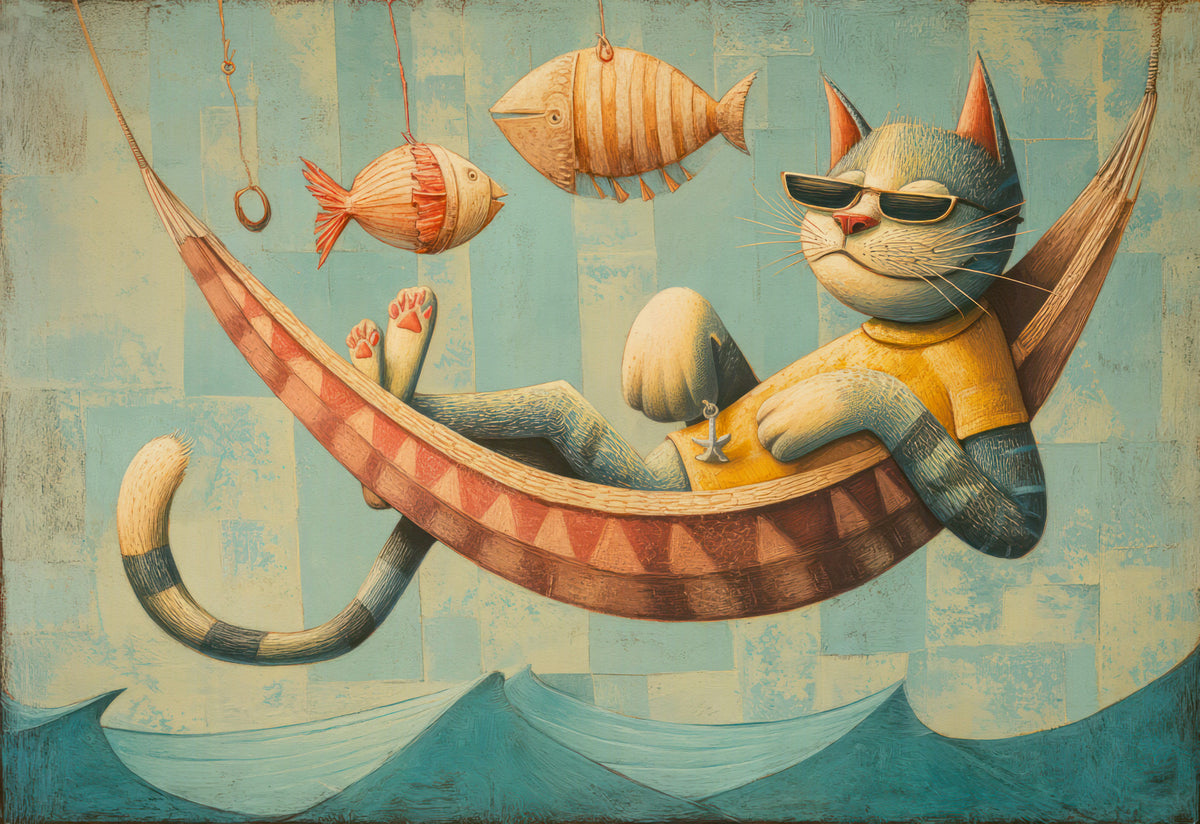 The Cat's Seaside Siesta Wall Mural