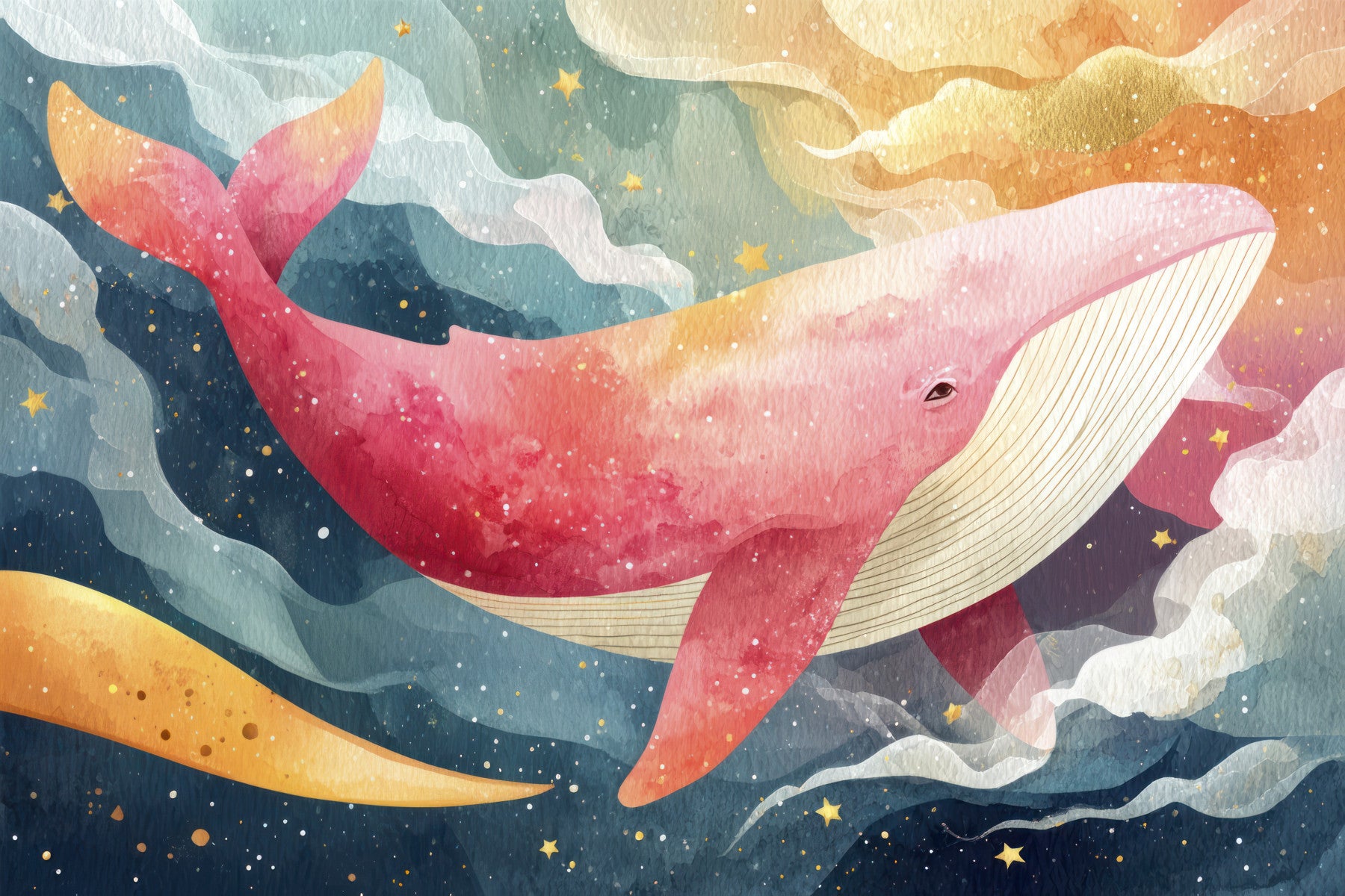 Starry Ocean Whale Wall Mural