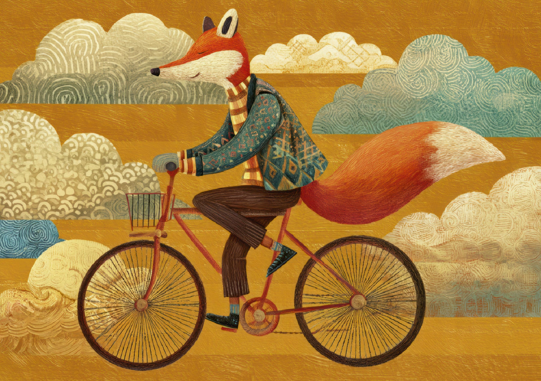 Fox's Autumnal Ride Wall Mural in your room — zoomed