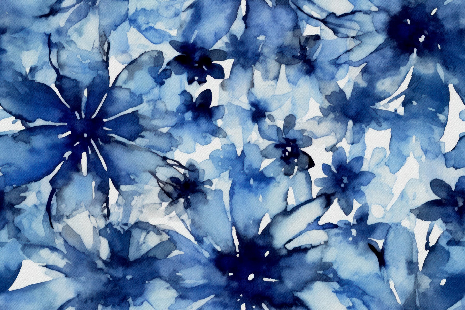 Indigo Bloom Wall Mural in your room — zoomed