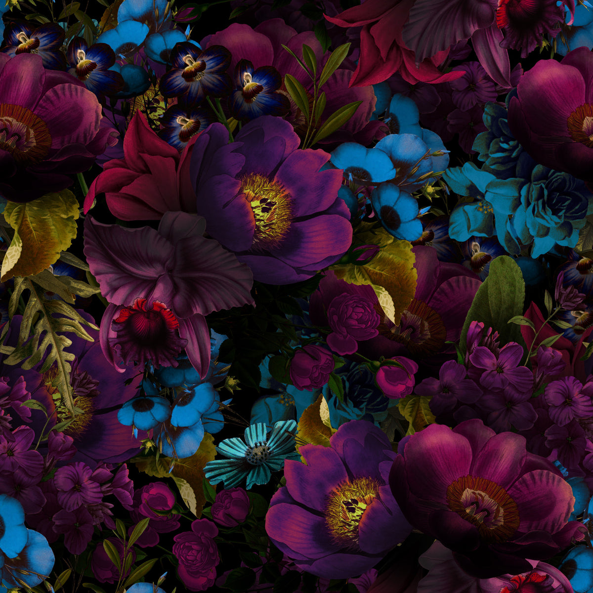 Grandmillennial Dramatic Glamour Heritage Gothic Dark Moody Florals 3 Wallpaper⁠ in your room