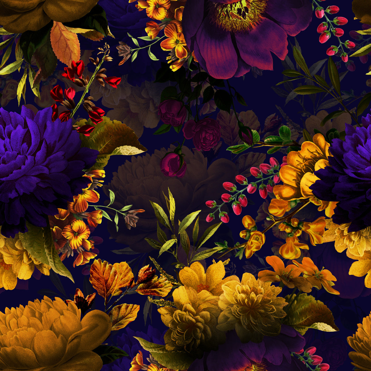Grandmillennial Dramatic Glamour Heritage Gothic Dark Moody Florals 6 Wallpaper⁠ in your room