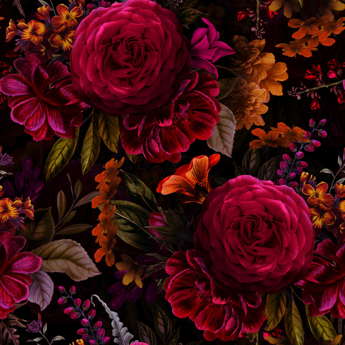 Grandmillennial Dramatic Glamour Heritage Gothic Dark Moody Florals 7 Wallpaper⁠
