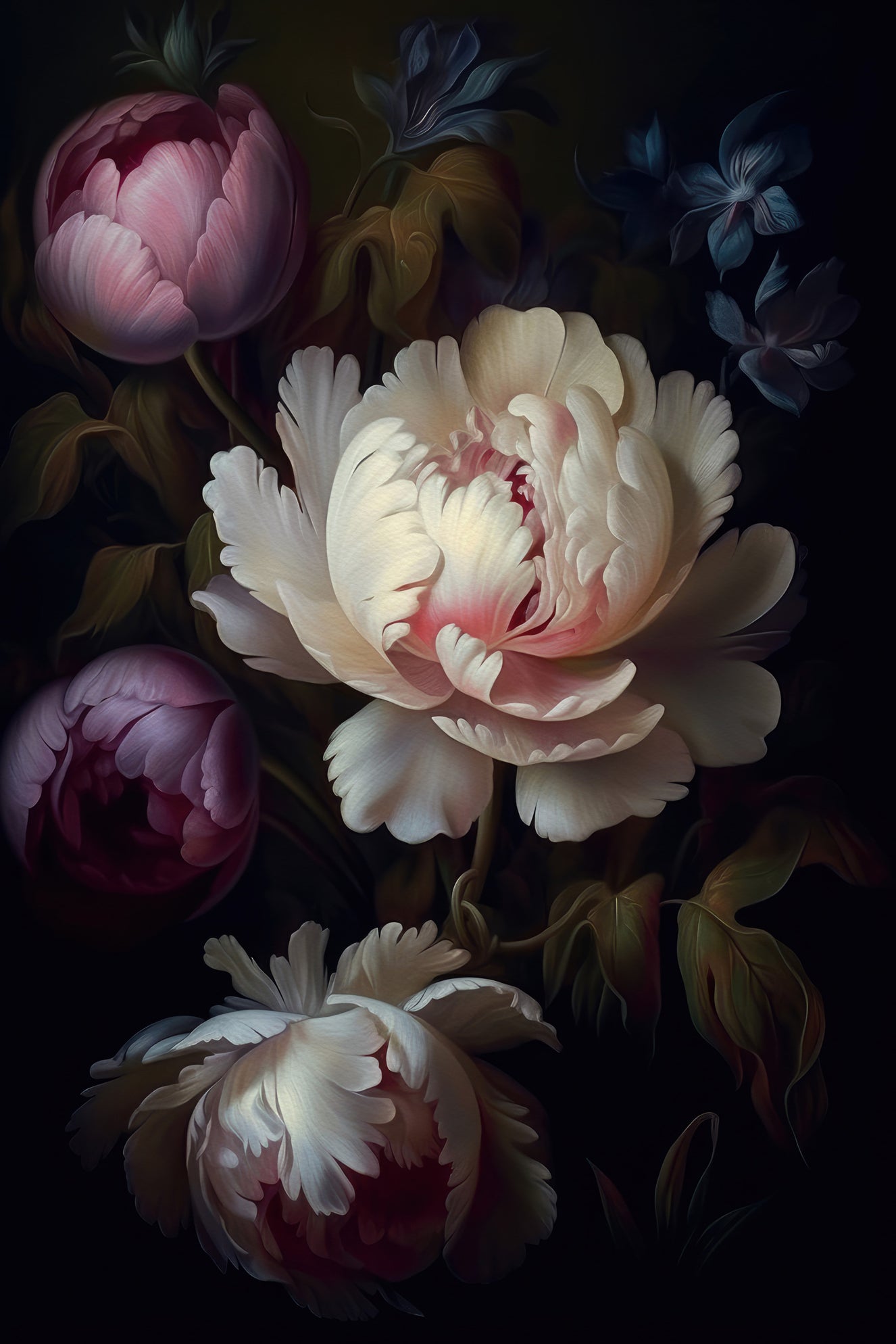 Grandmillennial Dramatic Glamour Heritage Gothic Dark Moody Florals 3 Wall Mural