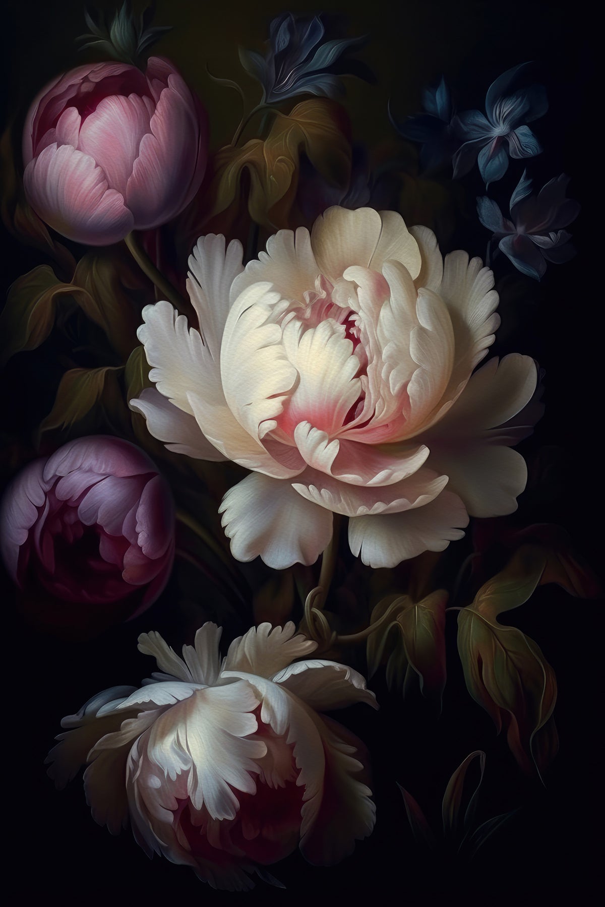 Grandmillennial Dramatic Glamour Heritage Gothic Dark Moody Florals 3 Wall Mural in your room